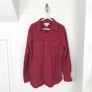 Filson Men’s Vintage Red 100% Virgin Wool Thick Button Down Shirt Size XXL